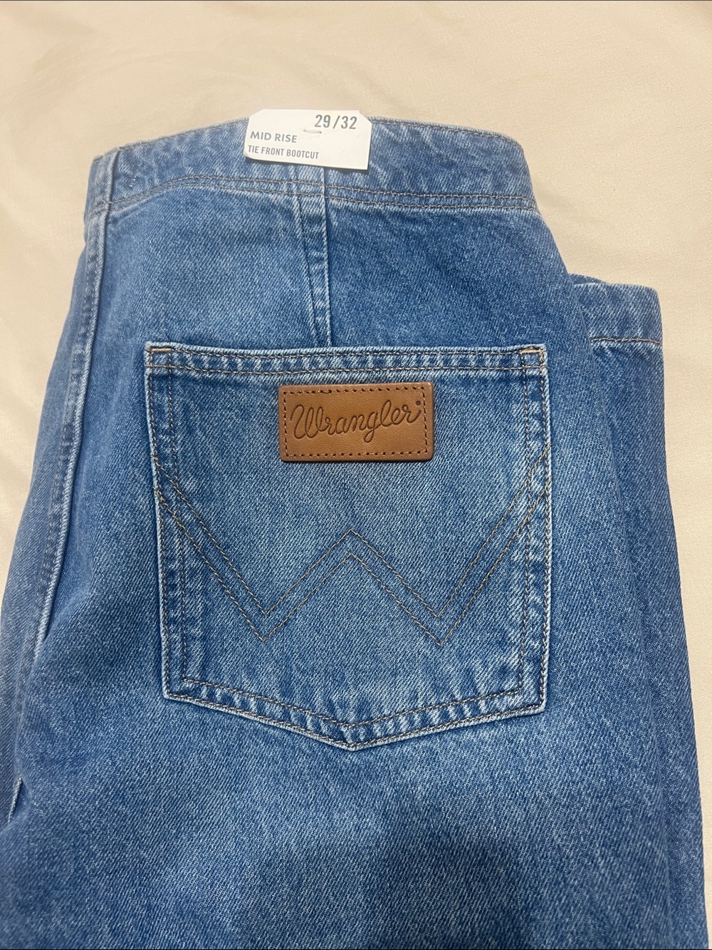 Wrangler Blue Men's Bootcut Jeans with Leather Logo Patch